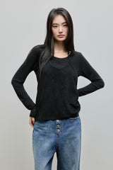 Wide Button Denim Pants