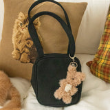 square suede bag _black