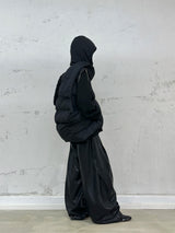 RELABELスペーシャル リレーションズ (Pleated)PUレザー パッチワーク ハイウエスト ウエストシェイプ ワイド ワークパンツ