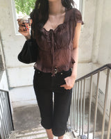 Frill shirring blouse