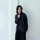 Dark-Tone Minimal Plaid Shirt
