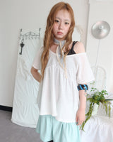 エンボス オフショルダー Tシャツ