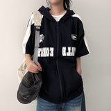 Riti Coloring Short-Sleeved Hooded Zip-Up