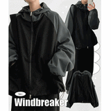 Deeps two-way string color high-neck hooded jumper