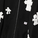 WHITE CROSS ZIP HOODIE