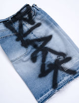 BBD サイドスプレードカスタムデニムショーツ (Blue)