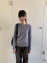 ベルタリーカラーラウンド長袖Tシャツ
