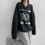 HIRIT V-Neck Two-Way Jersey Sweatshirt (3 colors)