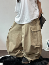 LOOSE CARGO BANDING BALLOON PARACHUTE BALLOON COTTON PANTS 💚🐣🖤 - 3 COLORS