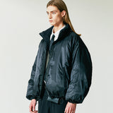 reversible wrinkles nylon high neck puffer