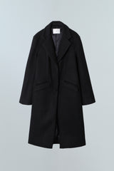 SIDE CUT OUT SINGLE WOOL COAT - BLACK