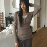 sort V-neck button slim fit V-neck T-shirt