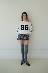 [Seow] Belt Check Pleats Skirtpants(2colors)