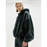 Oversized Full Zip Hoodie - Washed Black