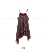 Serene Check Tiered Unbalance One Piece