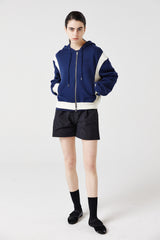 side-rib zip-up hoodie_navy/cream