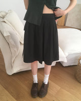 Akin ribbon pintuck flare midi skirt