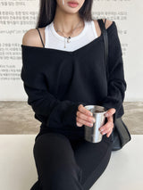 マイルドアワー ディープVネック レイヤードニット＆ノースリーブ SET (3 colors)