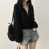 Ronit Linen Two-Way Hooded Zip-Up