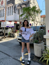 Barcode unbuttoned shoulder loose fit tee