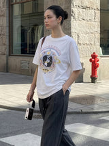 ブラックキャットフラワーTシャツ