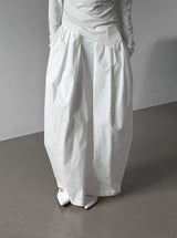 Boxy Pleated Cotton Balloon Long Skirt