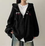 Moco Number Patch Embroidery Overfit Two Way Hooded Zip-Up