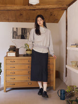 U-neck crop sweatshirt / Melange