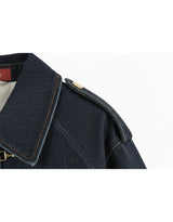 Nova Gold Button Short Denim Blouson Jacket