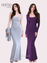 Violet Sleeveless Long Dress Cardigan Set (REGULAR)