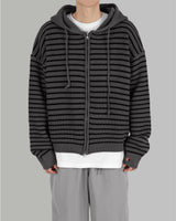 マロンフードニットジップアップ(Dark Gray)