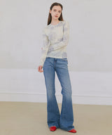 Flower Photo Printed Top - Lemon