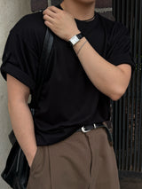 ソフトシグロールアップショートスリーブTシャツ