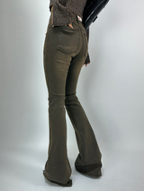(BODY-SHAPING FIT♥) クラブレッグオータムスノーフレークストレッチウォッシュドデニムブラウンブーツカット