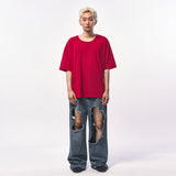 OVERSIZED SILKET SCOOP NECK T-SHIRT RED