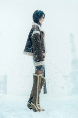 Asym Shearling Wedge Boot / Stone Brown