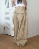 Weta Back Pocket Snap Pintuck Bizo Wide Military Cotton Pants