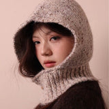 Knit Duffle Hood Scarf Balaclava Beanie