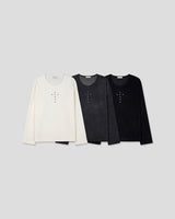 (UNISEX) リベット リブ ロングスリーブ