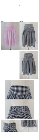 ALPES GINGHAM CHECK SKIRT (PINK, BLACK 2COLORS!)
