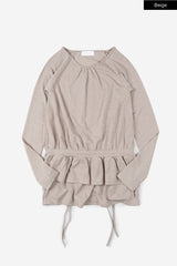 Frill tie waist blouse top