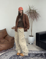 Tona Wrinkle Crop Check Shirt