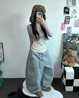 フリース 🤍🐏ラインポイントバルーンロングパンツ 🤍🩶🖤3カラー