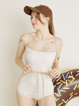 FLOWER STRING RIBBON MONOKINI - IVORY