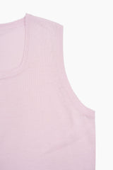 Silk button sleeveless knit top