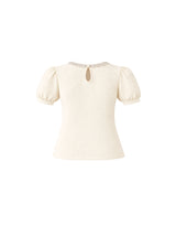 アリナベッドポイントショートスリーブパフニットトップ Ivory