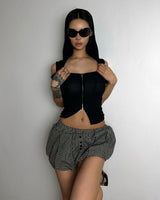 Big-Hoodie Cutout Zip-up Short Sleeve (3C)