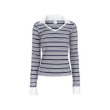 SHIRT LAYERED STRIPE TOP_Navy