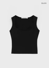 [B-BASIC] テンションコットンワイドスクエアネックノースリーブトップ (2 SIZE)