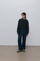 flare washed denim pants (indigo blue)